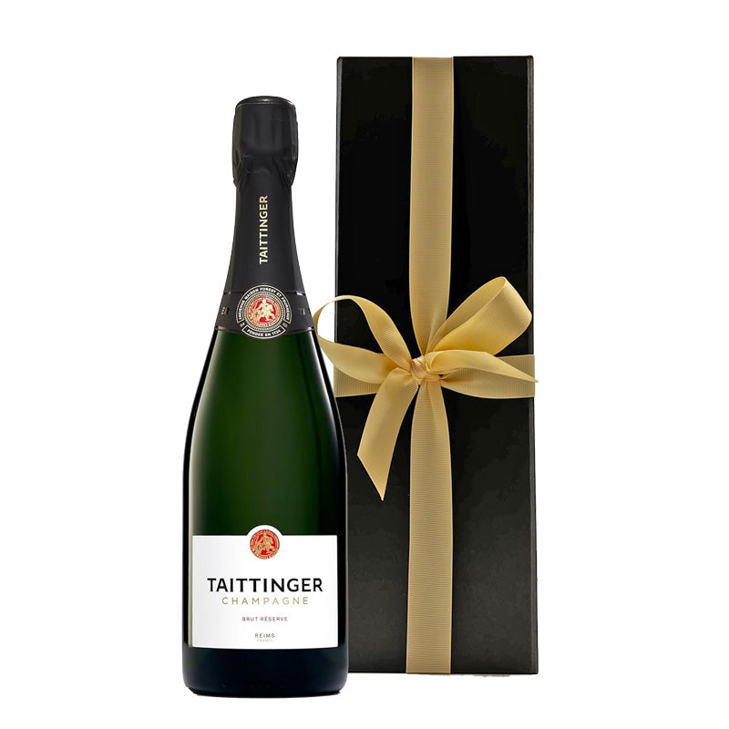 Branded Taittinger Brut Réserve Champagne in Black Gift Box