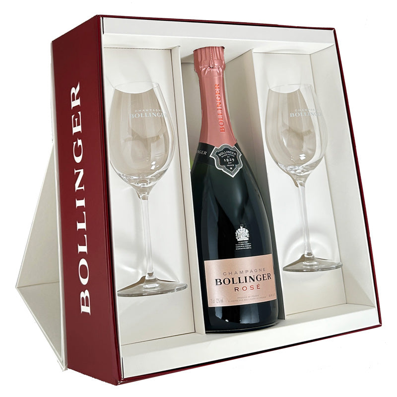 Bollinger Rosé Champagne Gift Set with Flutes & Gift Box