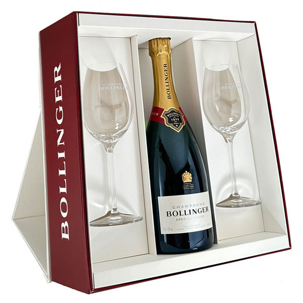 Bollinger Special Cuvée Champagne Gift Set with Bollinger Flutes & Gift Box